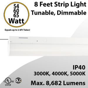 8 Foot LED Shop Light 54 60 65W 3000K 4000K 5000K 8682Lm 0-10V Dim