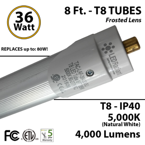 8 ft. 36 Watt T8 LED Tube replace Fluorescent Bulb 4000Lm 5000K