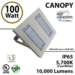 100W LED Canopy Light Ceiling Mount 10000 Lm 5500K IP65 UL