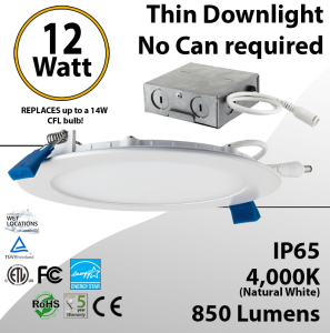 12W LED Downlight Dimmable 850Lm 4000K natural white