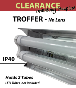 Shoplight open fixture, no lens for 2 4FT LED tubes
