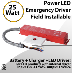 LED External Emergency Driver 25 Watt Field Installable UL 100-347VAC