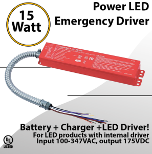 LED External Emergency Driver 15 Watt Field Installable UL 100-347VAC