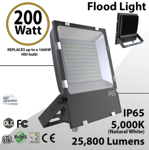 Floodlight 200W 25500 Lm replaces up to 1000W Metal Halide
