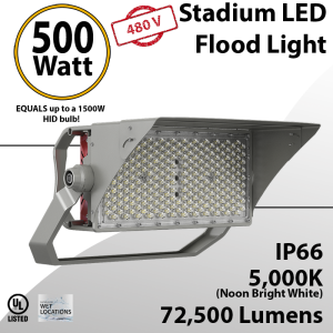 Stadium Lights 500W 72500Lm 277-480V Rectangular IP66 UL DLC