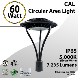 Post Top Area Light 60W 7235Lm 5000K 