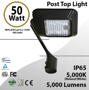 Top Post 50W LED Garden Light 5000K 5000 lumen