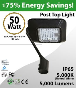 Top Post 50W LED Garden Light 5000K 5000 lumen