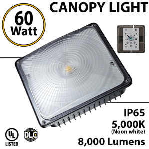 LED Canopy Light Parking Garage Lighting 60W 5000K 8000 Lm UL DLC IP65