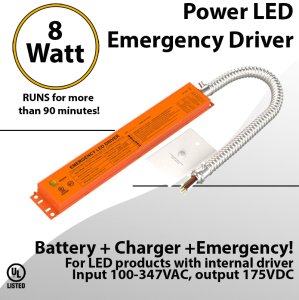 LED External Emergency Driver 8 Watt Field Installable UL 100-347VAC