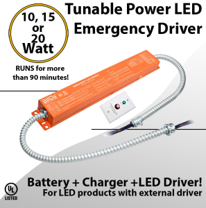 LED Emergency Driver Tunable 10-15-20W Field Installable UL 100-277VAC