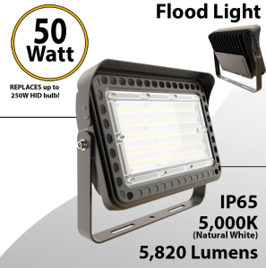 LED flood light 50W 5000K with yoke mount 5820 lumens 