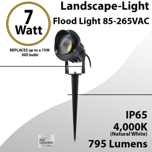 LED Landscape Light Directional Round 7W 795Lm 4000K IP66 UL 110VAC