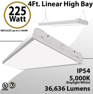 Linear High Bay Linear Fixture 225W 36636Lm 5000K 100-277V