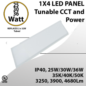 LED Panel 1x4 25/30/36W 4680Lm max. Power and White Tunable