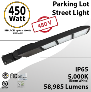 480V LED Street Light Parking Lot Light 450W 58985Lm 5000K