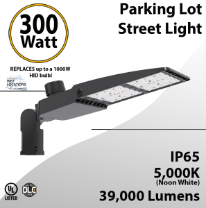 LED Street Light 300W 100-277 39000Lm 5000K UL IP65 DLC