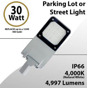 LED Street Light 30W 4997Lm 4000K UL IP66 IK09
