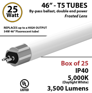 LED T5 Bulb tube Lights 25W 3500Lm 5000K By-Pass 2 end power