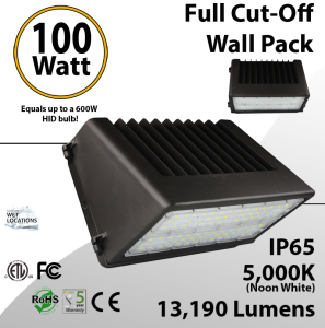 LED Wal Pack Lights 100W 13190 Lm DLC 5000K