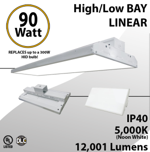 High Bay LED Light 2Ft. 90W 12001 Lumens 5000K UL DLC