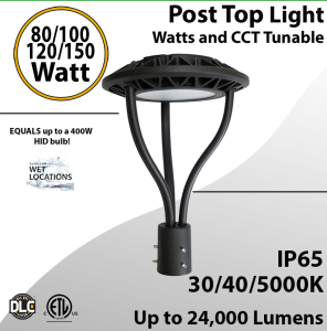 Post-Top Garden Light 80/100/120/150W 5000K photocell