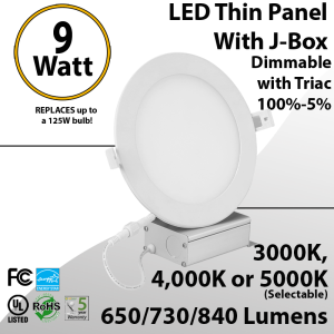 Down Light for Recessed Lighting Ultra Thin LED Panel 4" 9W tunable white 