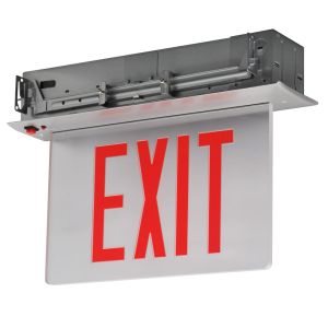 Exit Sign Recessed Edge-lit Battery Backup 1 Face Mirror Green