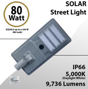 Solar Street Light 80W 9736Lm 12.6V 22AH Microwave Motion sensor included