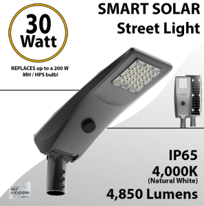 Solar Street Light 30W 4850Lm 12V 30AH Microwave Motion sensor included