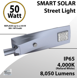 Solar Street Light 50W 8050Lm 12V 50AH Microwave Motion sensor included