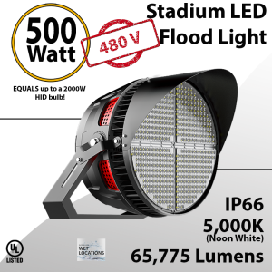 Stadium Lights Sports Lamp 500W 480V 65775 lumens IP66 UL DLC
