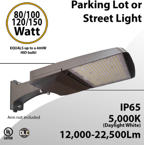 LED Street Light 80/100/120/150W up to 22,500Lm 5000K UL IP65 DLC