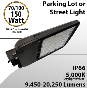 LED Street Light Tunable 70-100-150W 100-277 9450-20250Lm 5000K