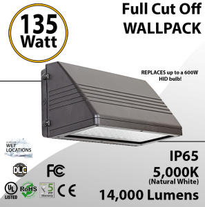 135W LED Full Cut off Wall Pack 14000 Lumens 5000K IP65 UL DLC
